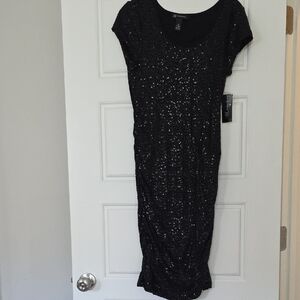 INC International Concepts Black Sequin Midi Dress